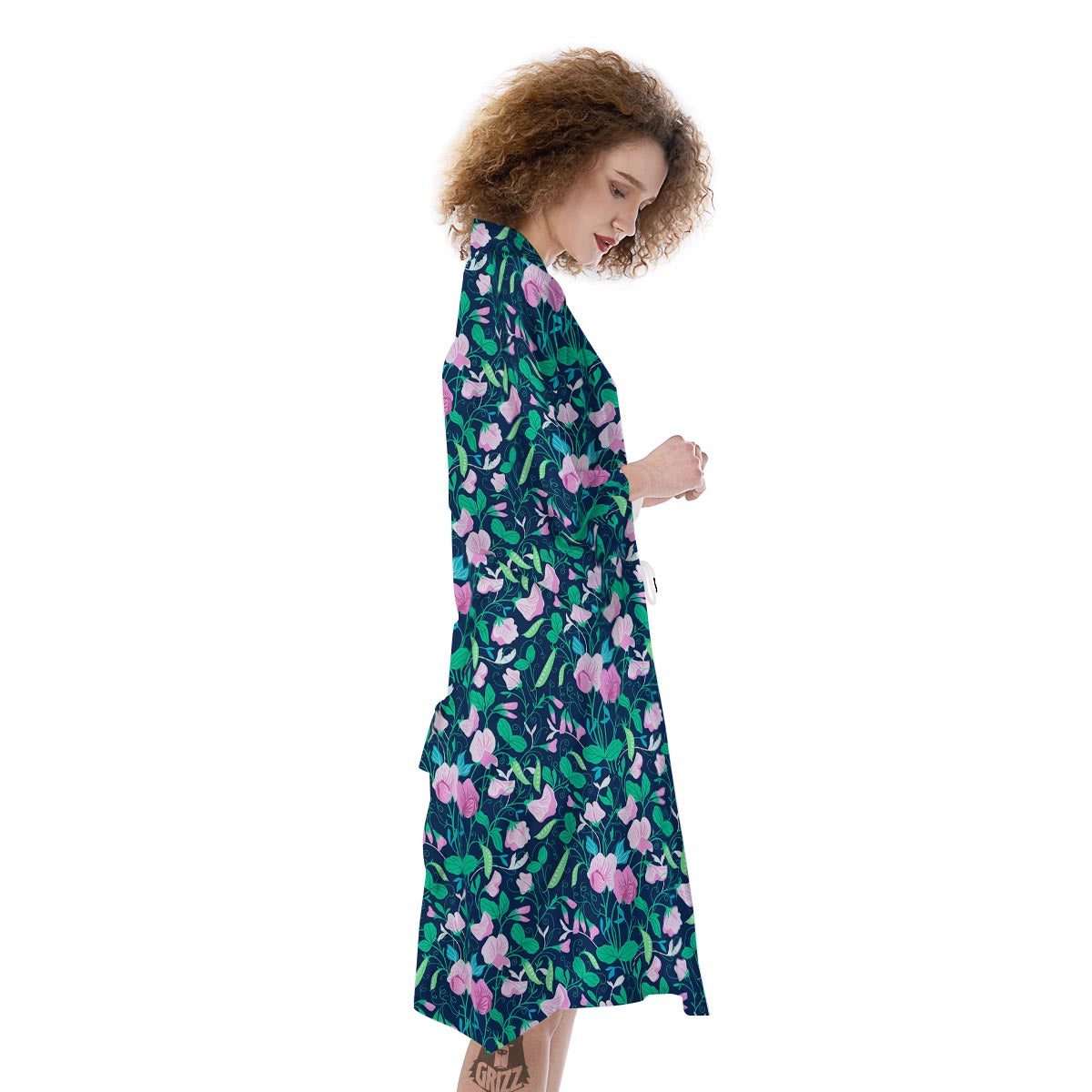 Flower Sweet Pea Print Pattern Kimono-grizzshop