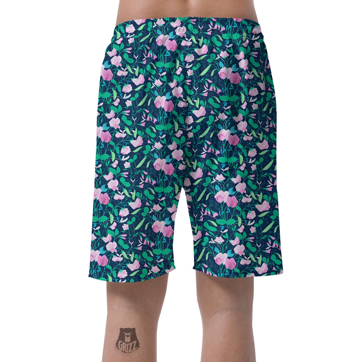 Flower Sweet Pea Print Pattern Men's Shorts-grizzshop