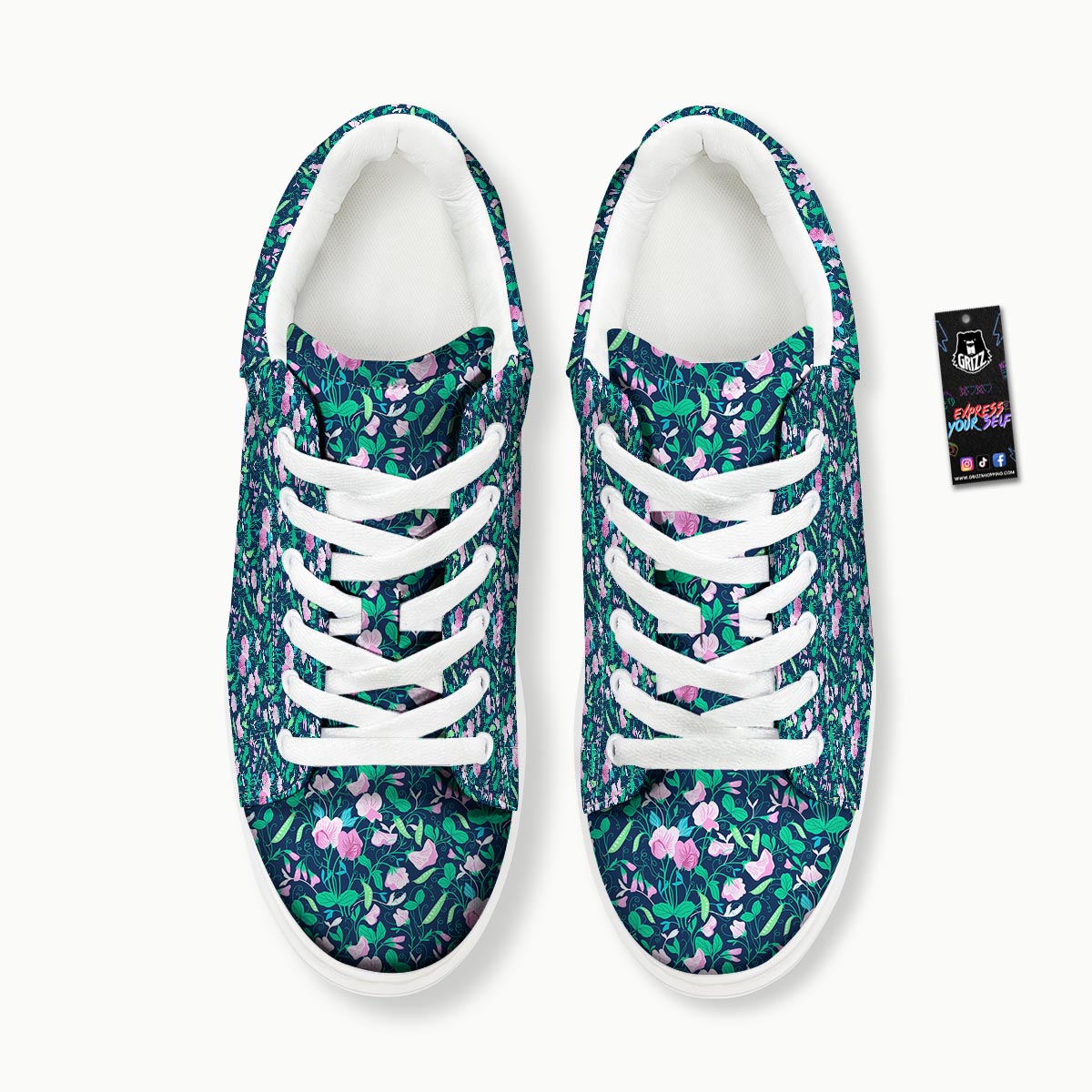 Flower Sweet Pea Print Pattern Platform Shoes-grizzshop