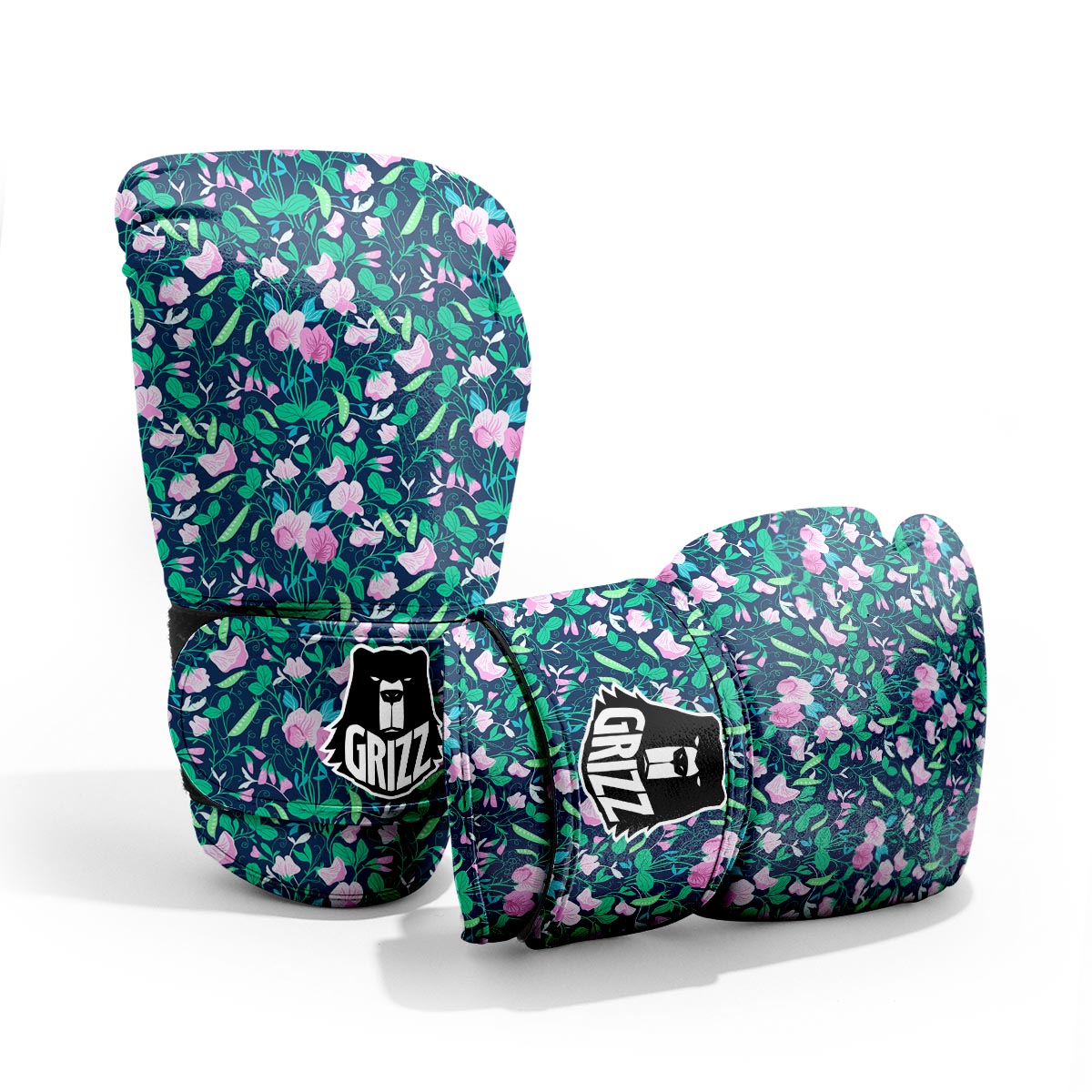 Flower Sweet Pea Print Pattern Sparring Gloves-grizzshop