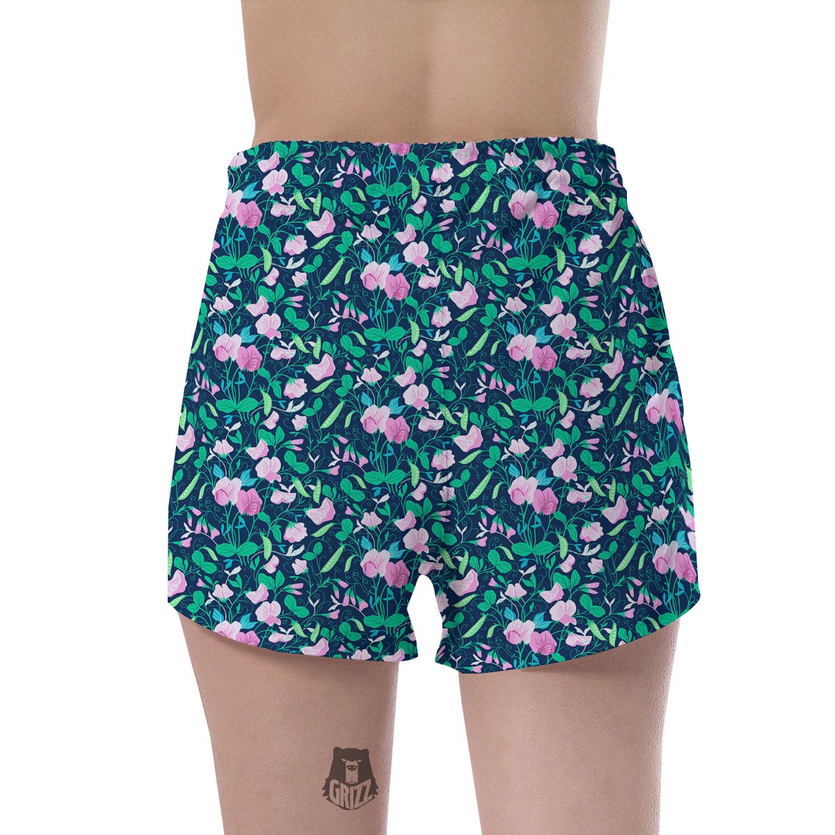 Flower Sweet Pea Print Pattern Women's Shorts-grizzshop