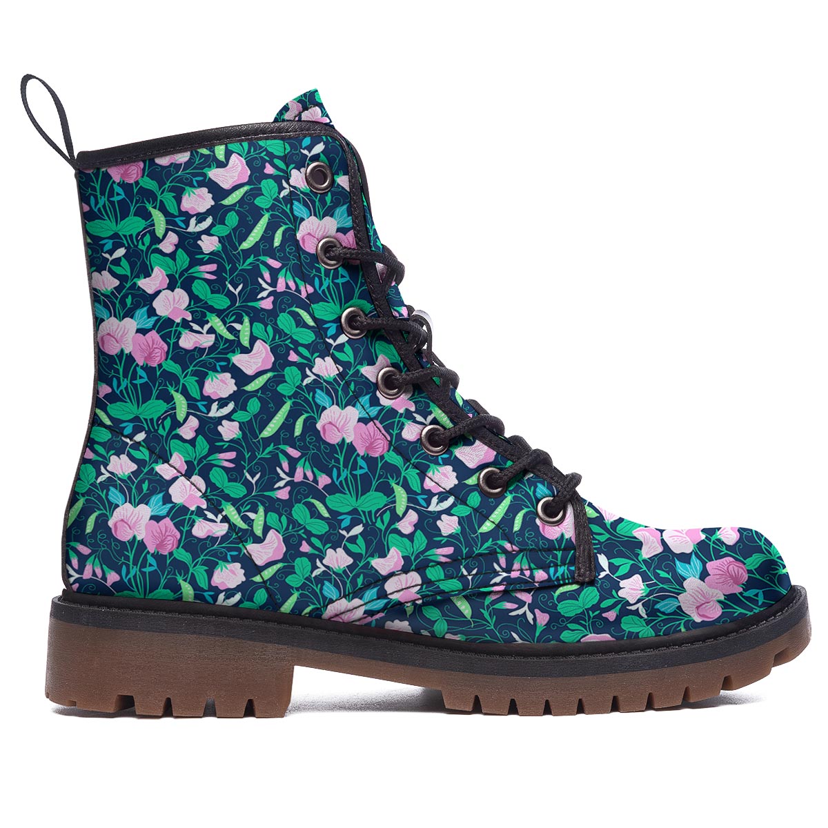 Flower Sweet Pea Print Pattern Work Boots-grizzshop