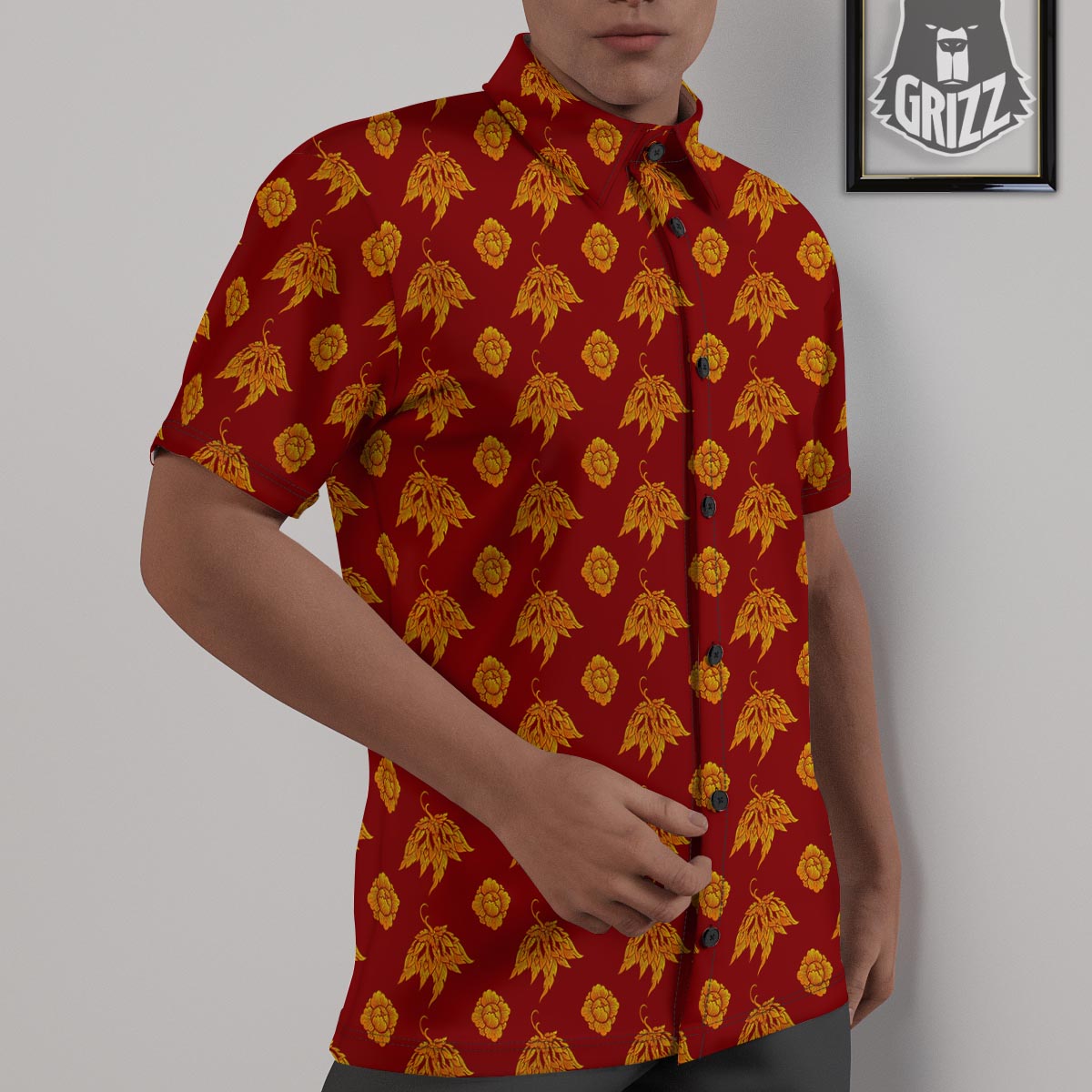 Flower Traditional Thai Print Pattern Untucked Shirts-grizzshop