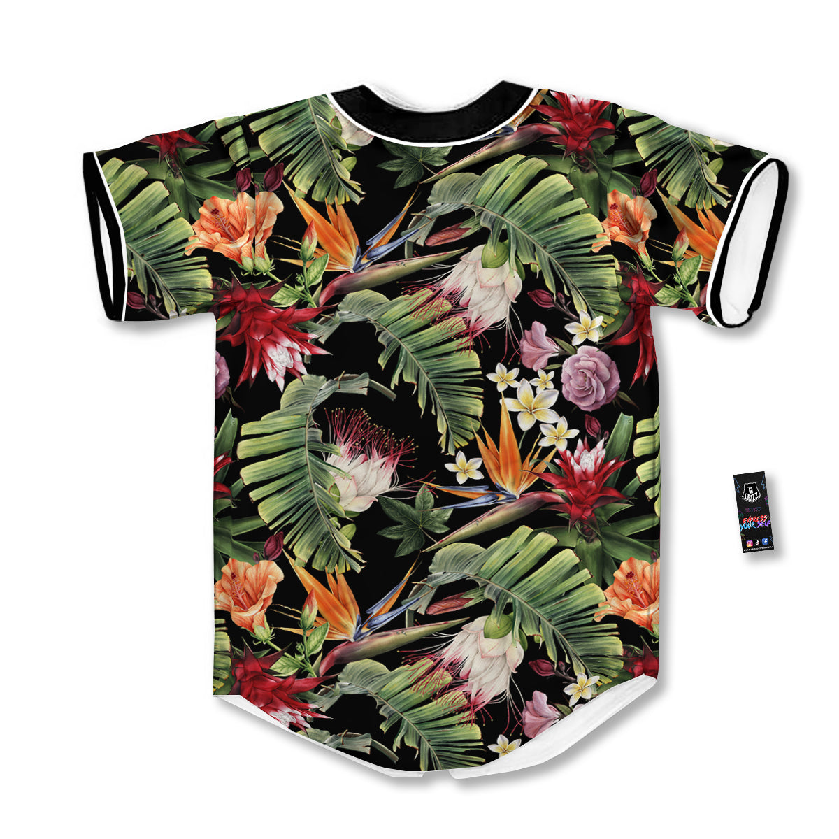 Flower Tropical Watercolor Print Pattern Baseball Jersey-grizzshop