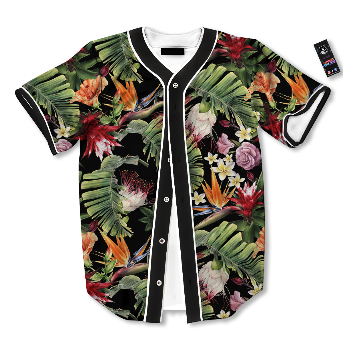 Flower Tropical Watercolor Print Pattern Baseball Jersey-grizzshop
