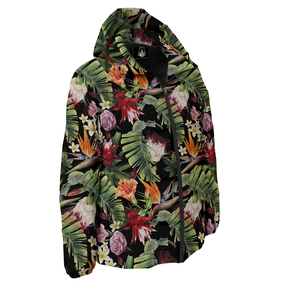 Flower Tropical Watercolor Print Pattern Down Jacket-grizzshop