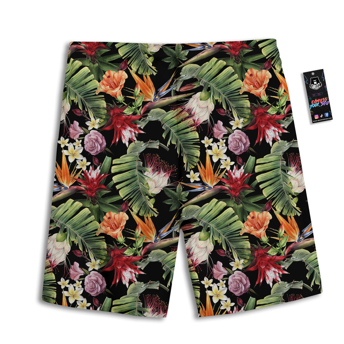 Flower Tropical Watercolor Print Pattern Men's Athletic Shorts-grizzshop