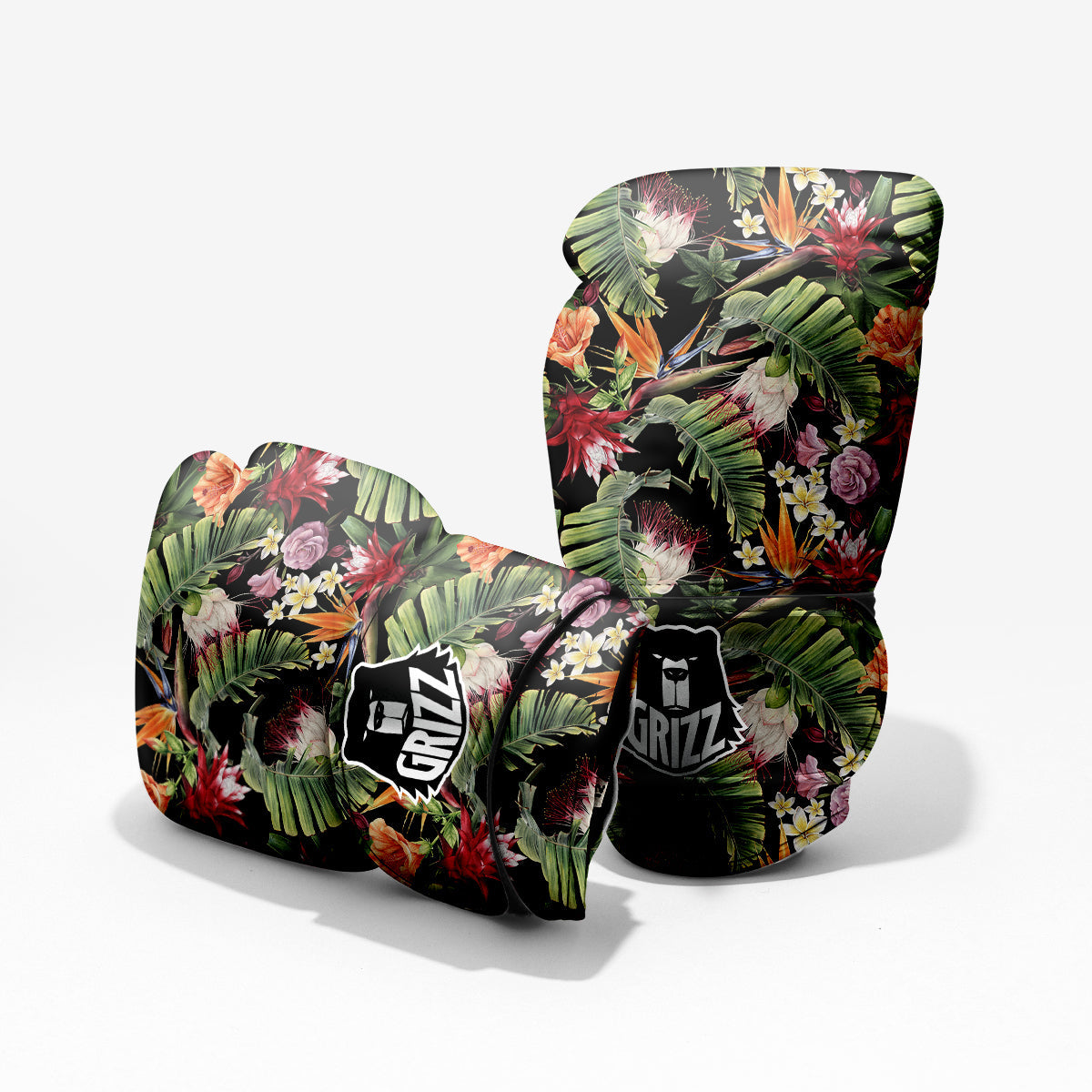 Flower Tropical Watercolor Print Pattern Sparring Gloves-grizzshop