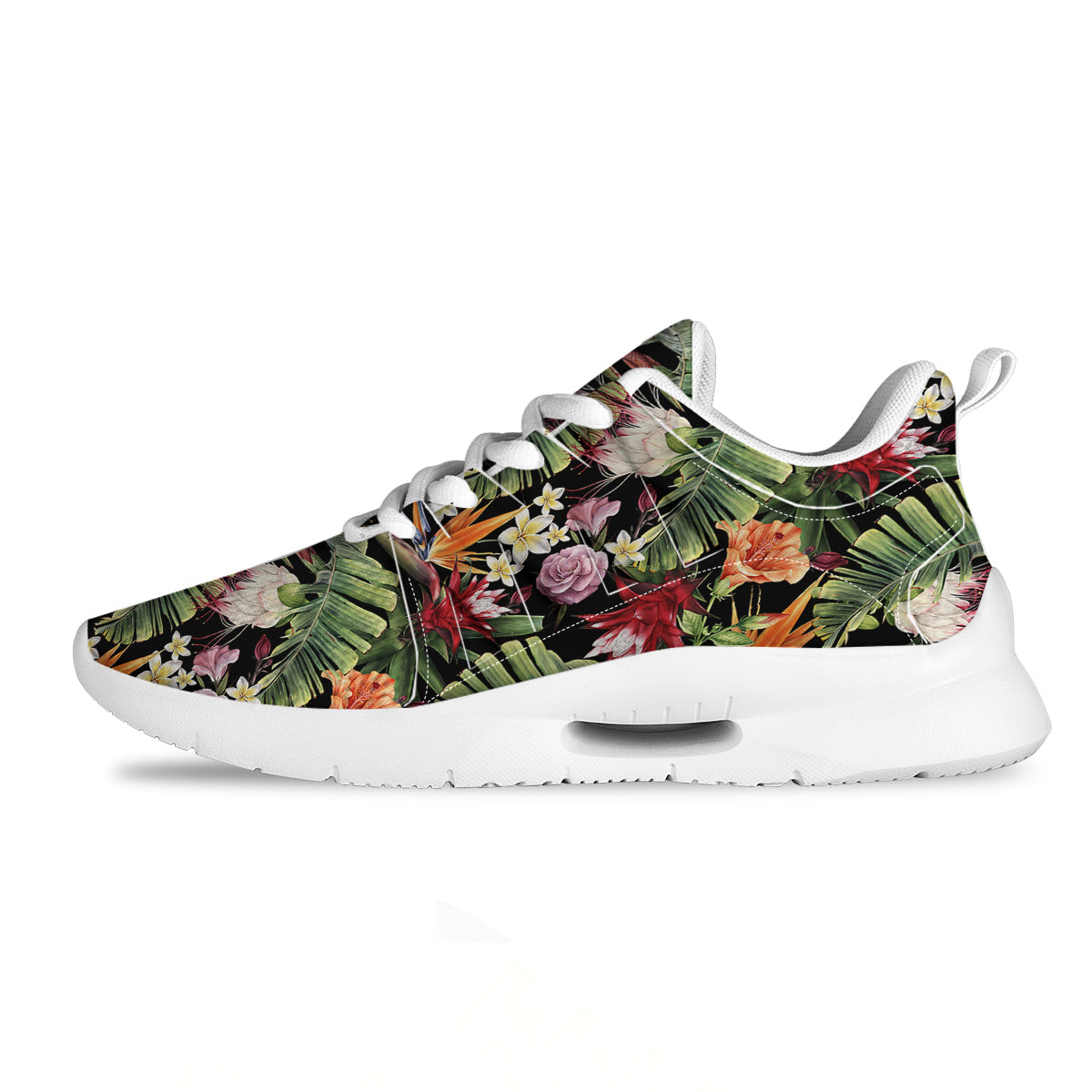 Flower Tropical Watercolor Print Pattern Tennis Shoes-grizzshop