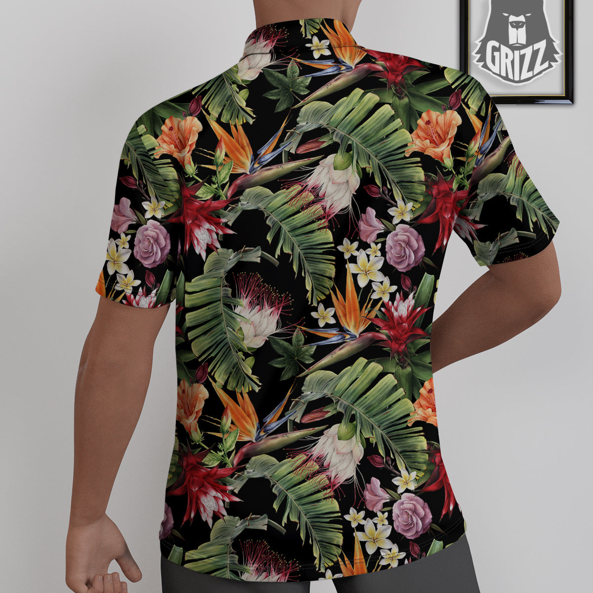 Flower Tropical Watercolor Print Pattern Untucked Shirts-grizzshop