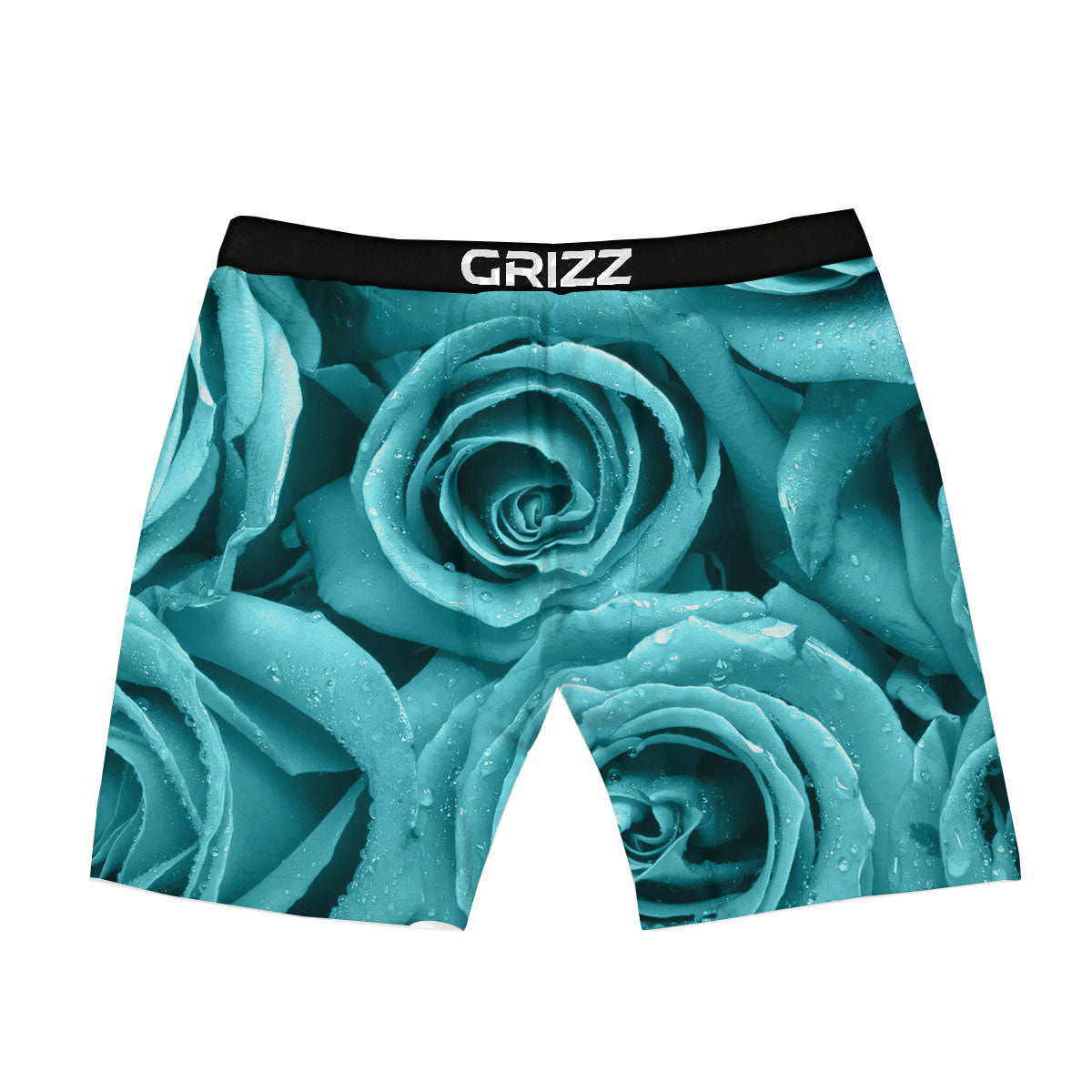 Flower Turquoise Rose Print Boxer Briefs-grizzshop