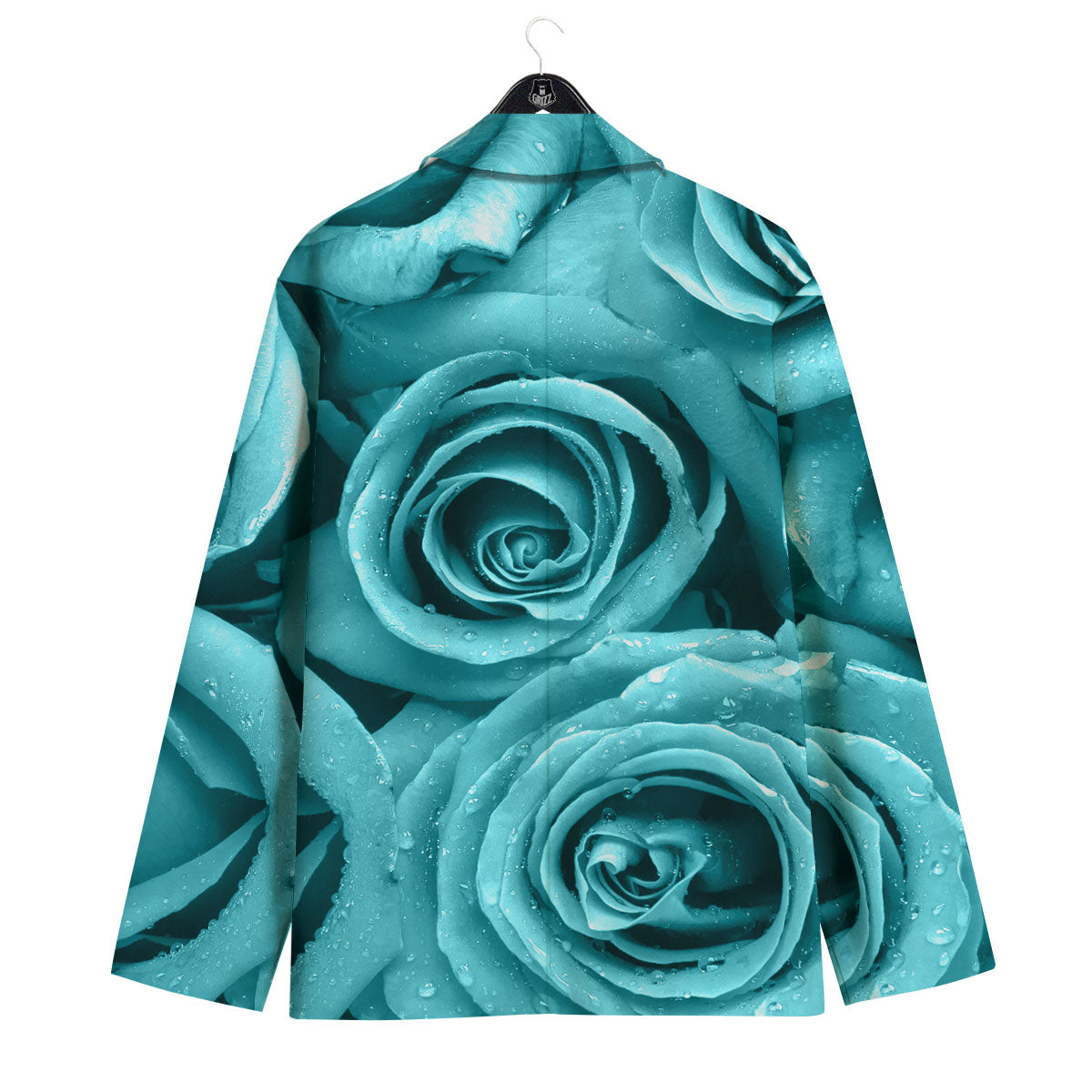 Flower Turquoise Rose Print Men's Sport Coat-grizzshop