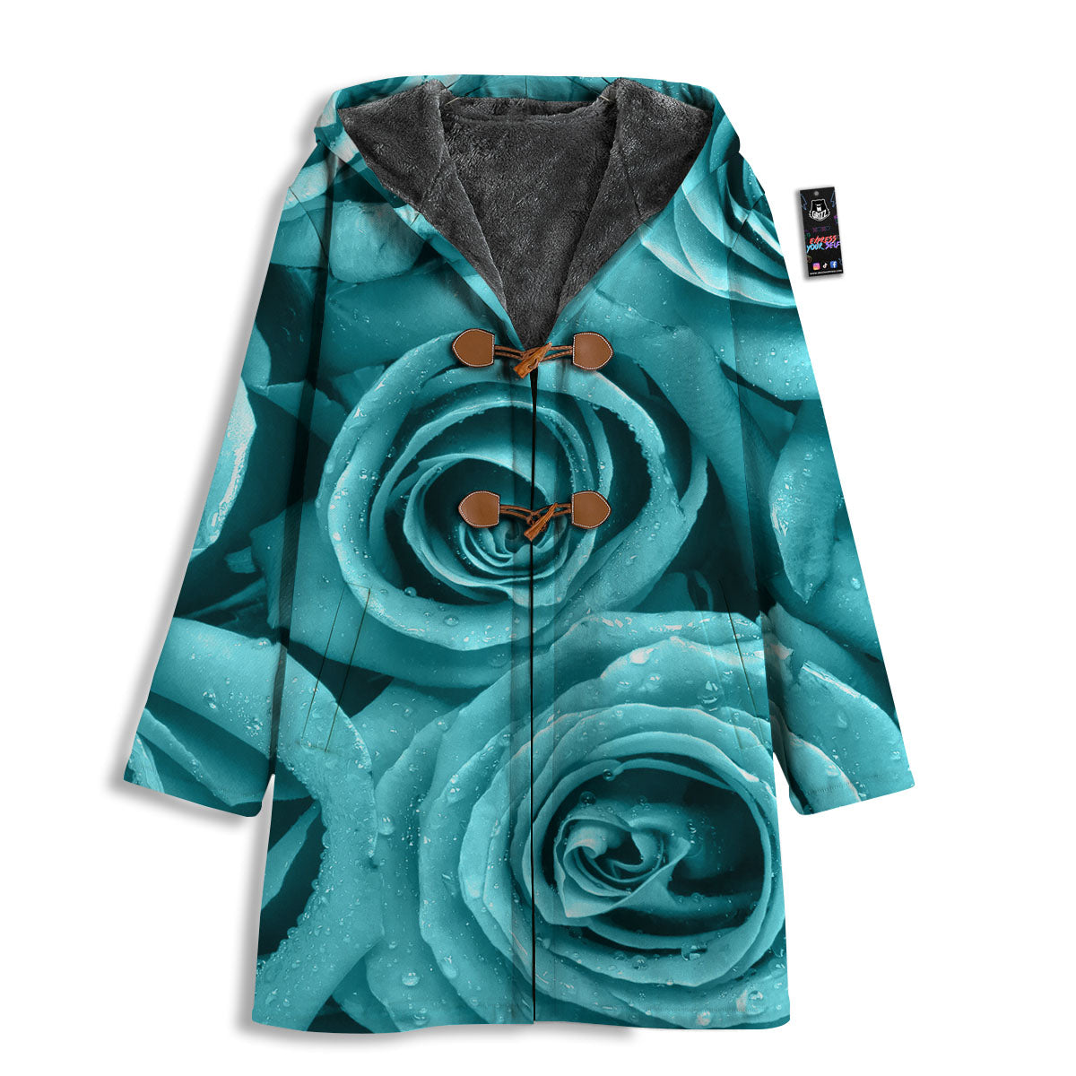 Flower Turquoise Rose Print Men's Windbreaker Jacket-grizzshop