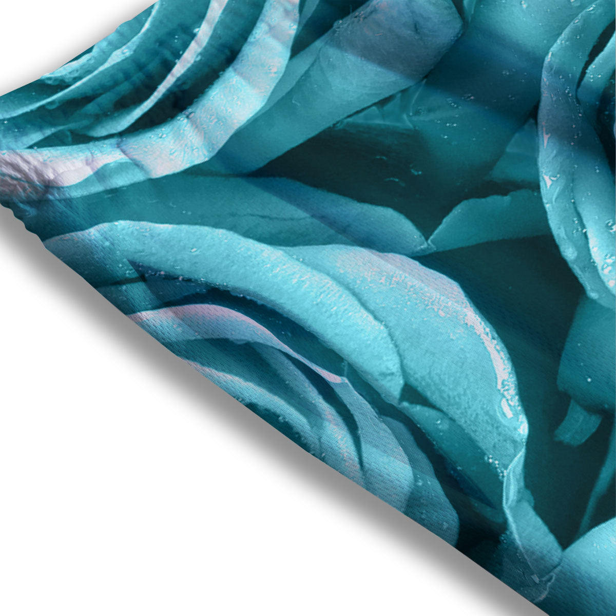 Flower Turquoise Rose Print Mesh Shorts