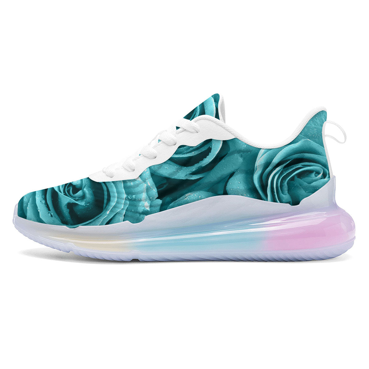 Flower Turquoise Rose Print Running Sneakers-grizzshop