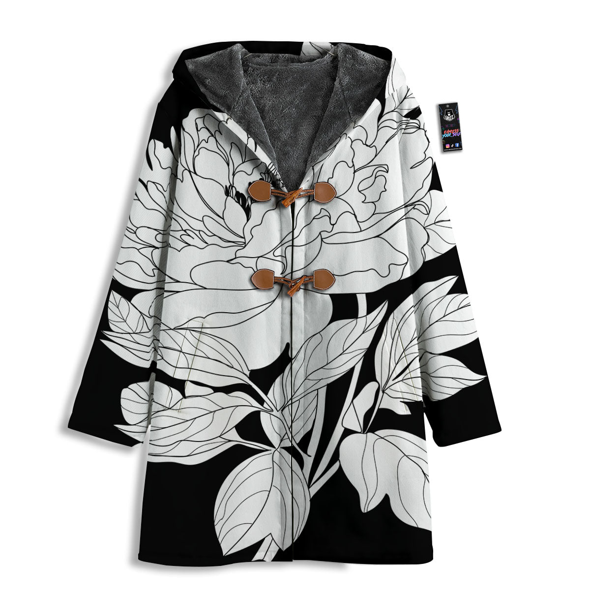 Flower White And Black Print Men's Windbreaker Jacket-grizzshop