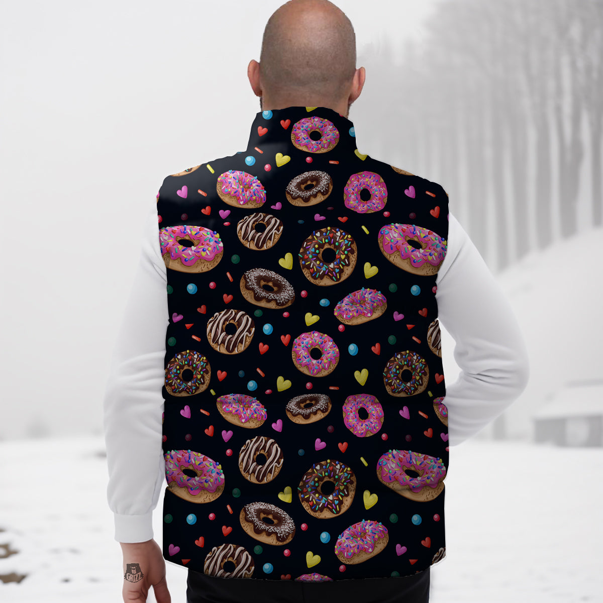Flower White Daffodil Print Pattern Down Vest-grizzshop