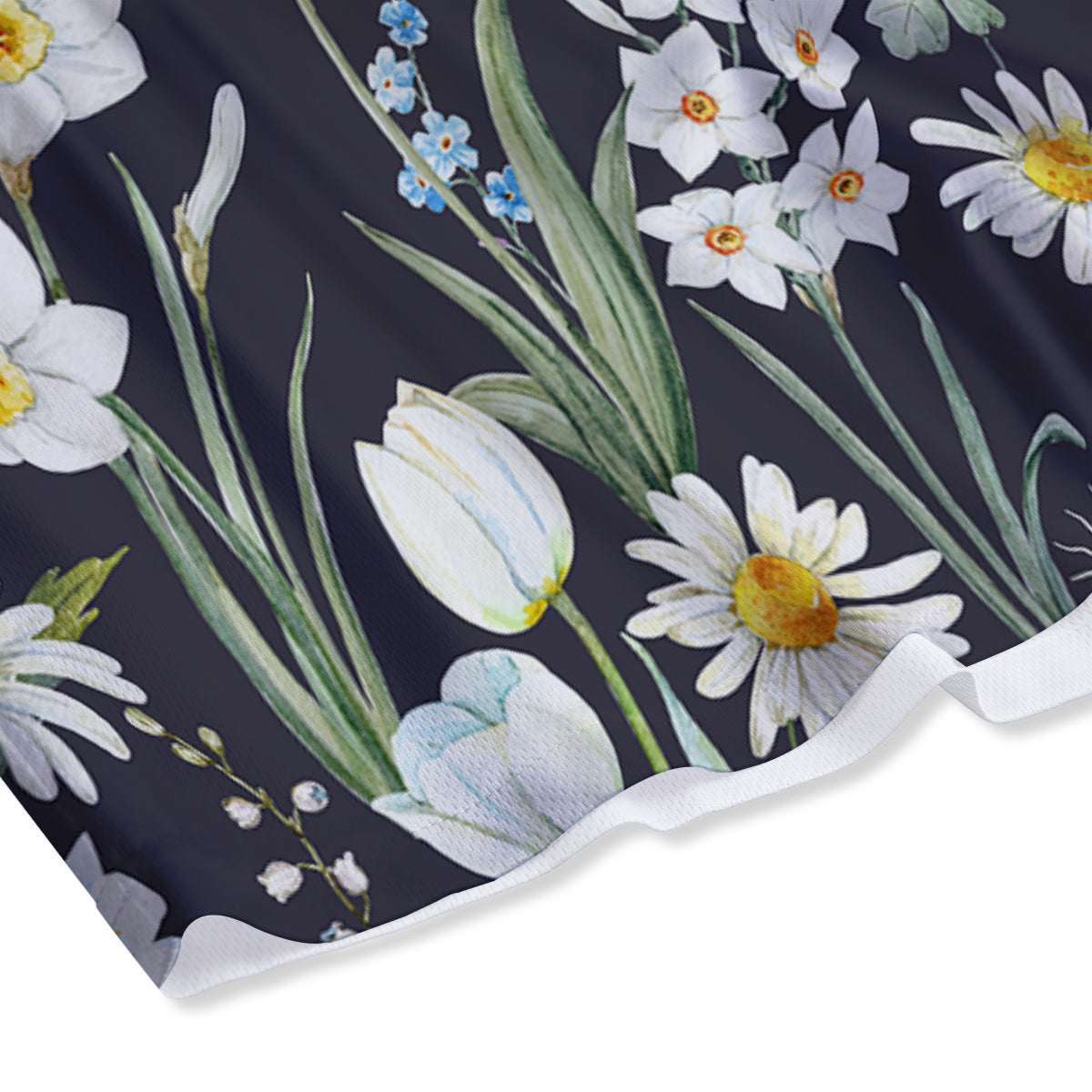 Flower White Daffodil Print Pattern Mesh Shorts-grizzshop