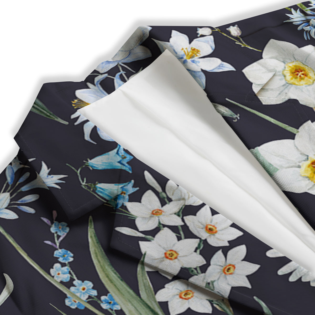 Flower White Daffodil Print Pattern Women's Blazer-grizzshop