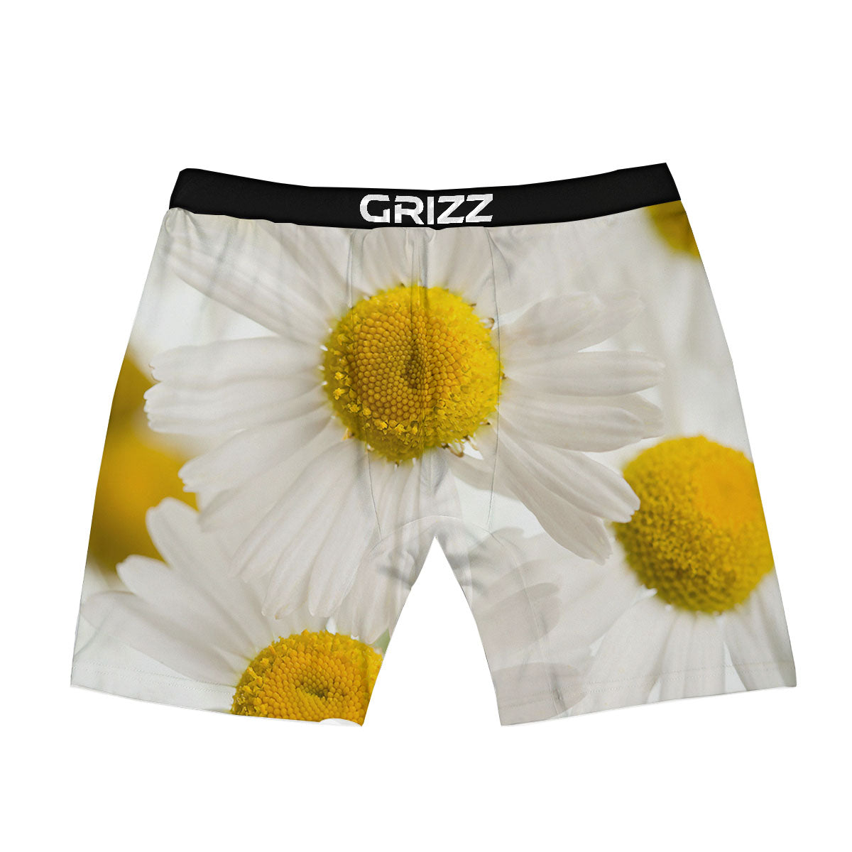 Flower White Daisy Print Boxer Briefs-grizzshop