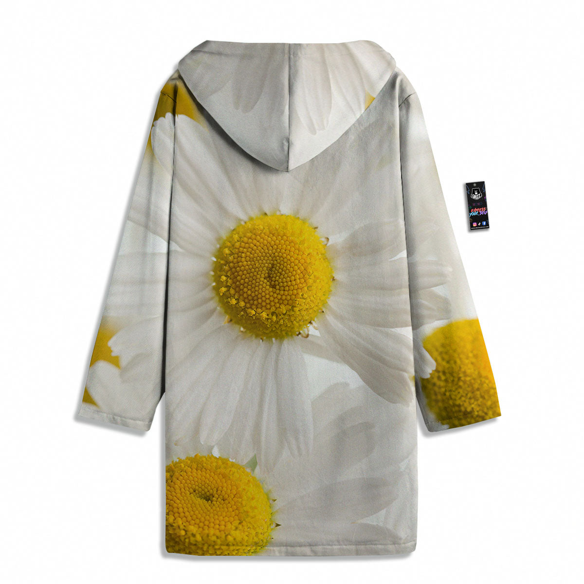 Flower White Daisy Print Men's Windbreaker Jacket-grizzshop
