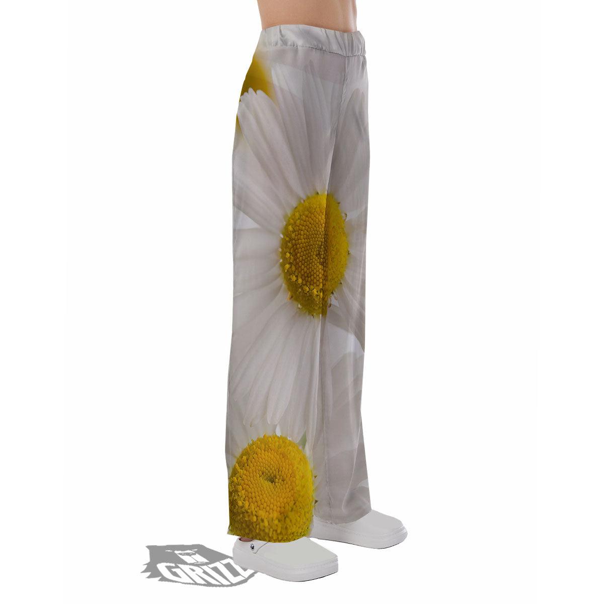 Flower White Daisy Print Pajama Pants-grizzshop