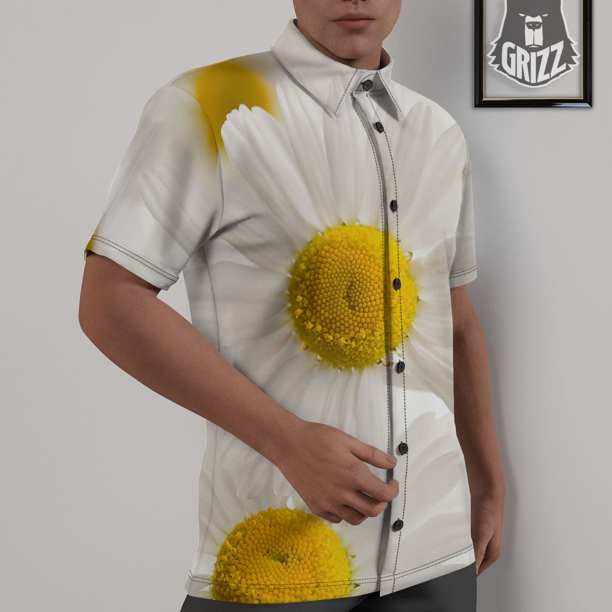 Flower White Daisy Print Untucked Shirts-grizzshop