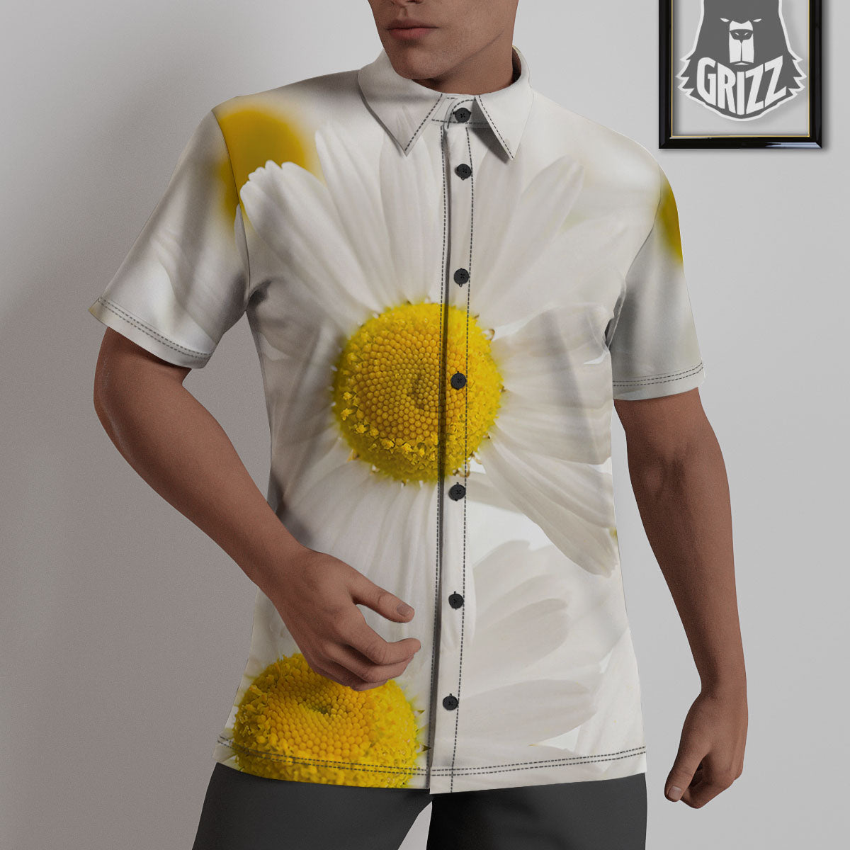 Flower White Daisy Print Untucked Shirts-grizzshop