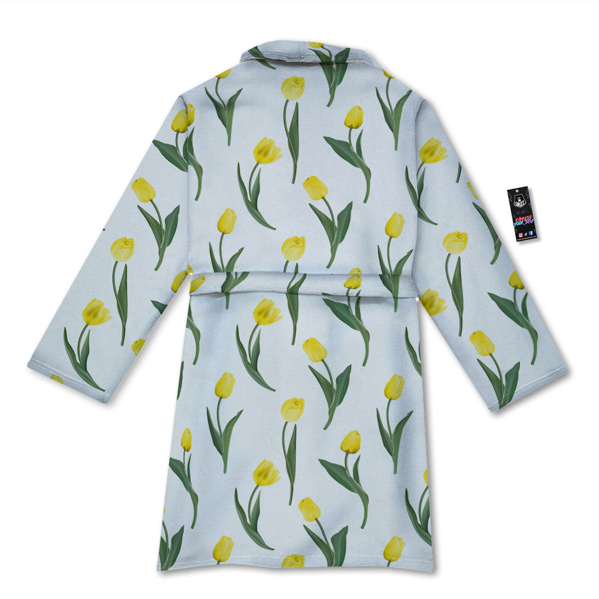 Flower Yellow Tulip White Print Pattern Bathrobe-grizzshop