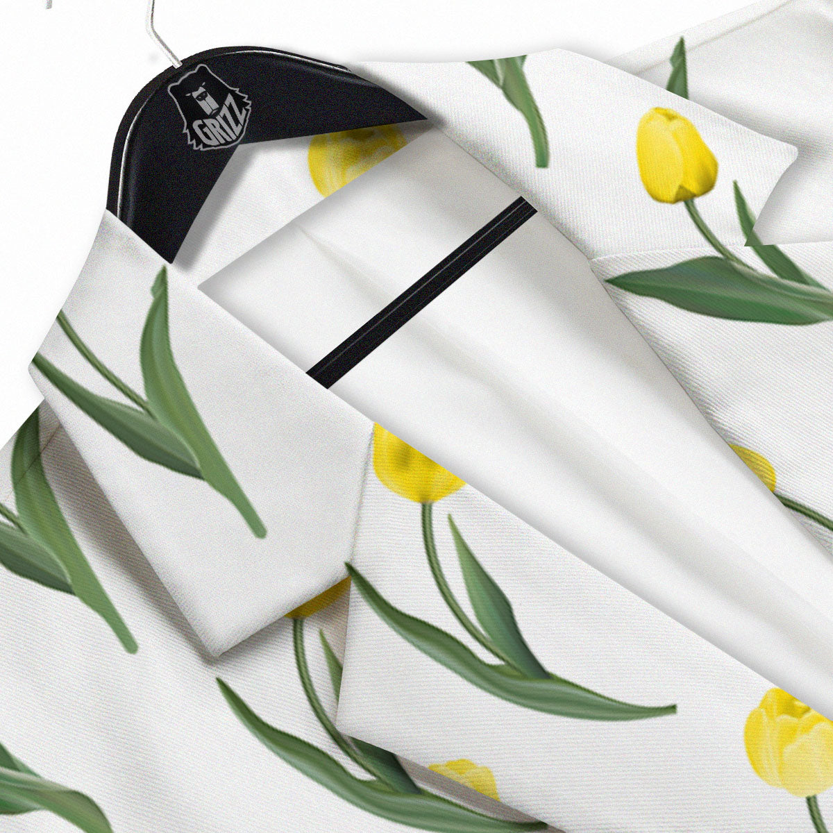Flower Yellow Tulip White Print Pattern Men's Sport Coat-grizzshop