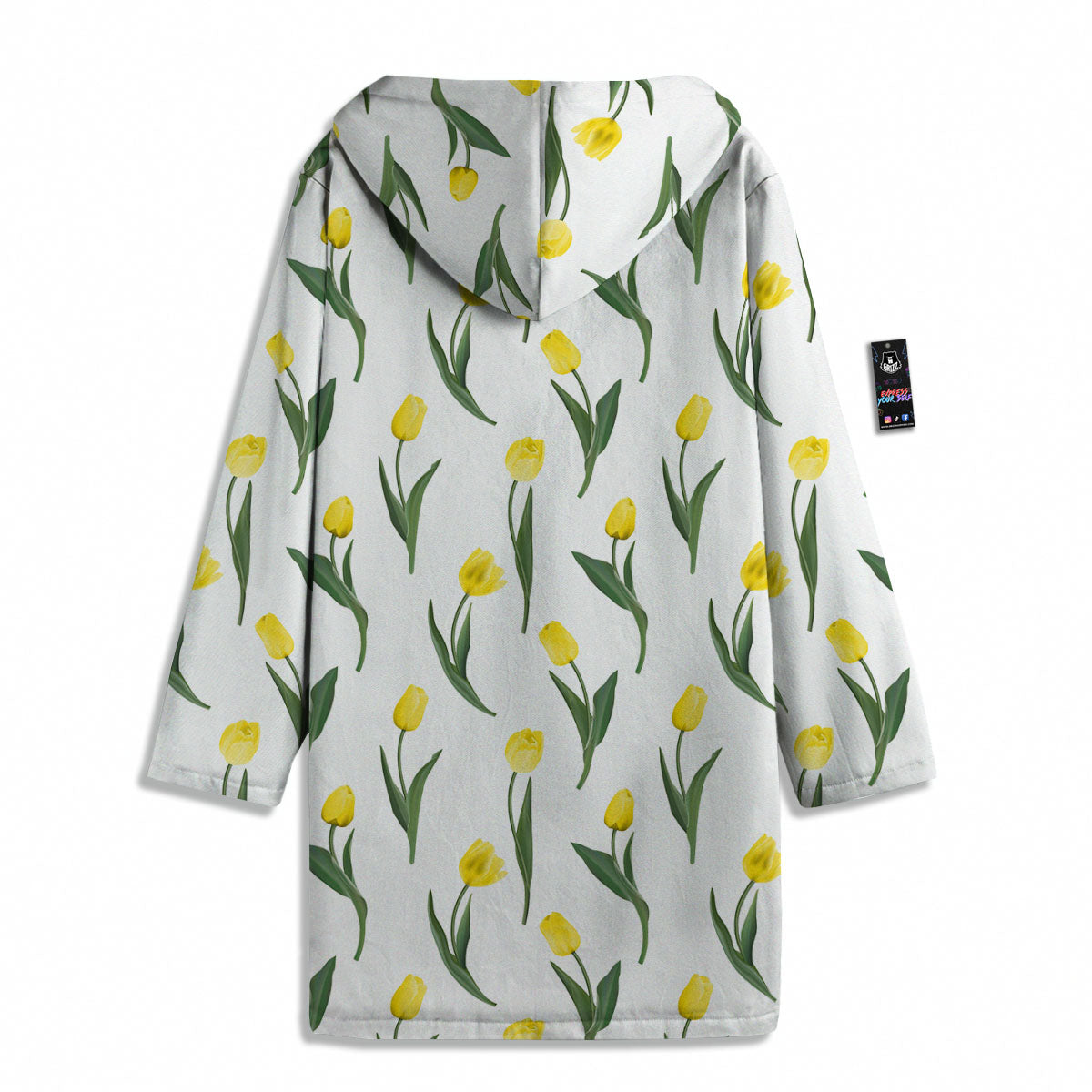 Flower Yellow Tulip White Print Pattern Men's Windbreaker Jacket-grizzshop