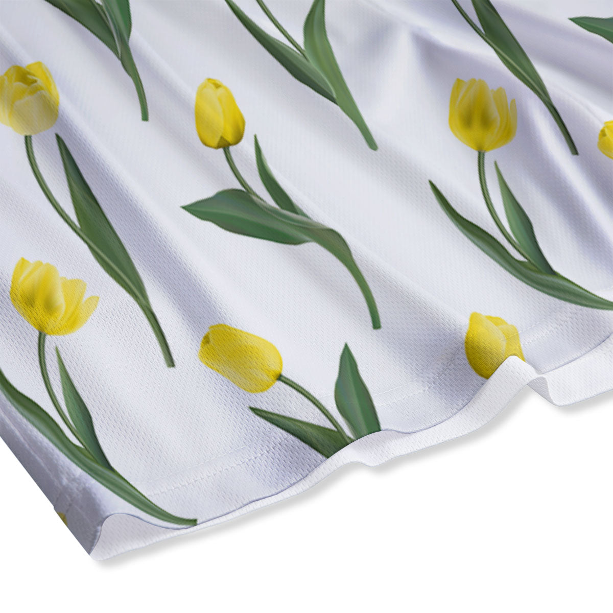 Flower Yellow Tulip White Print Pattern Mesh Shorts-grizzshop