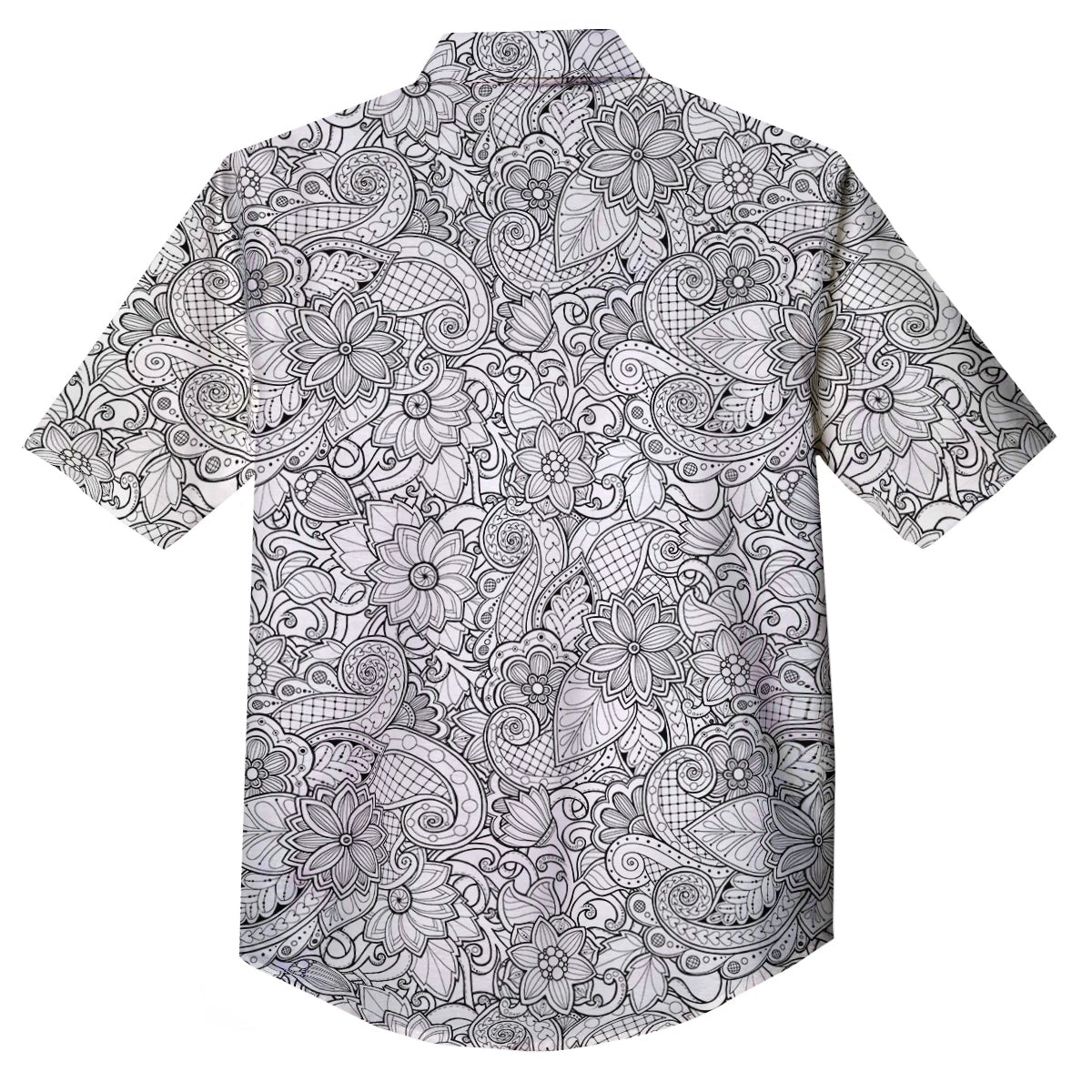 Flower Zentangle Print Pattern Button Up Shirt-grizzshop