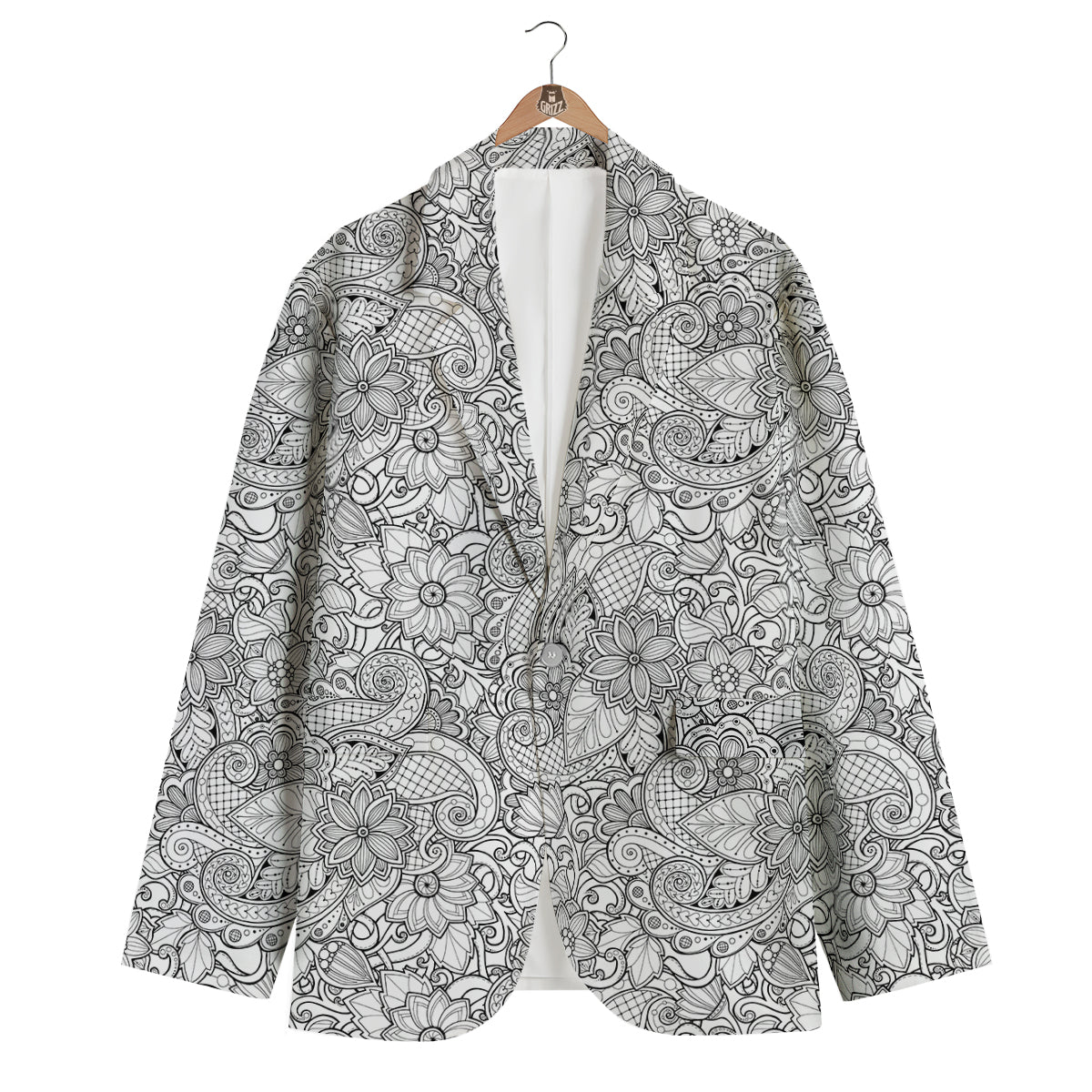 Flower Zentangle Print Pattern Men's Blazer-grizzshop