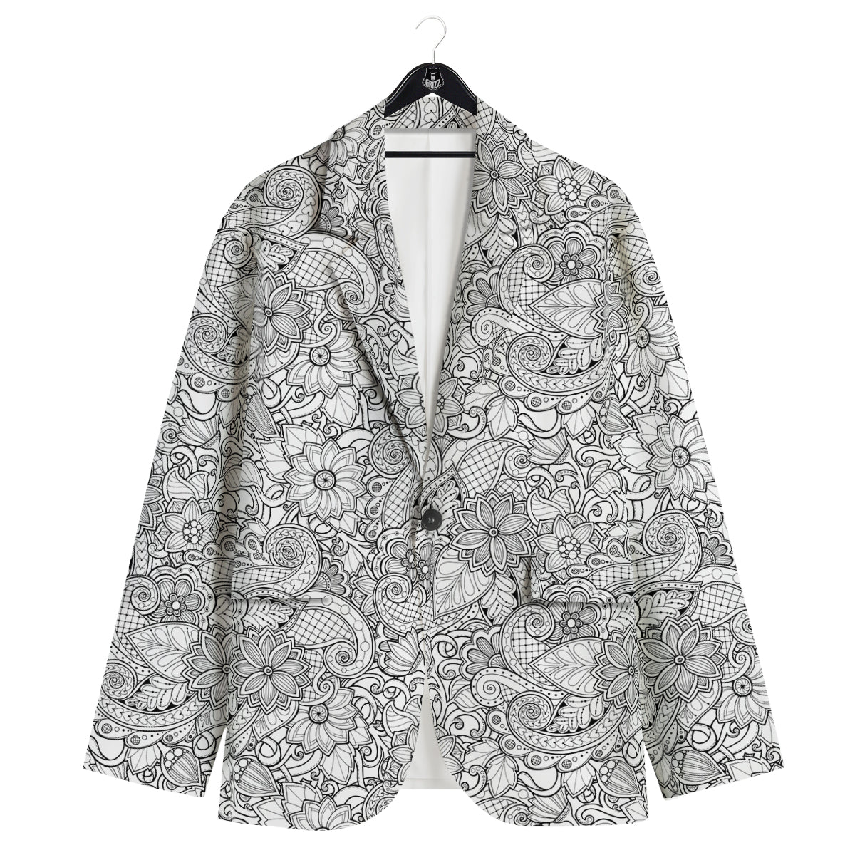 Flower Zentangle Print Pattern Men's Sport Coat-grizzshop