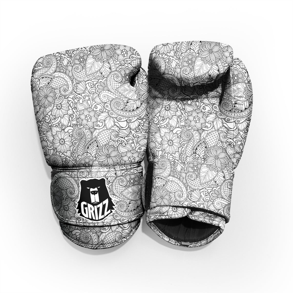 Flower Zentangle Print Pattern Sparring Gloves-grizzshop