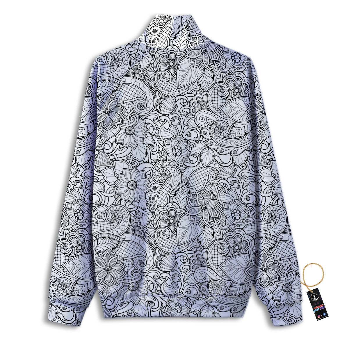 Flower Zentangle Print Pattern Track Jacket-grizzshop