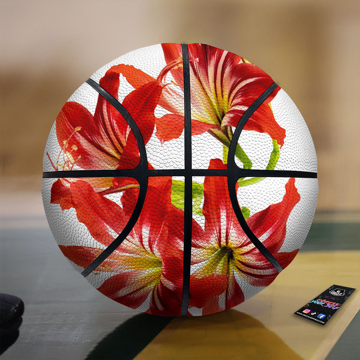 Flower Amaryllis Print Basketball