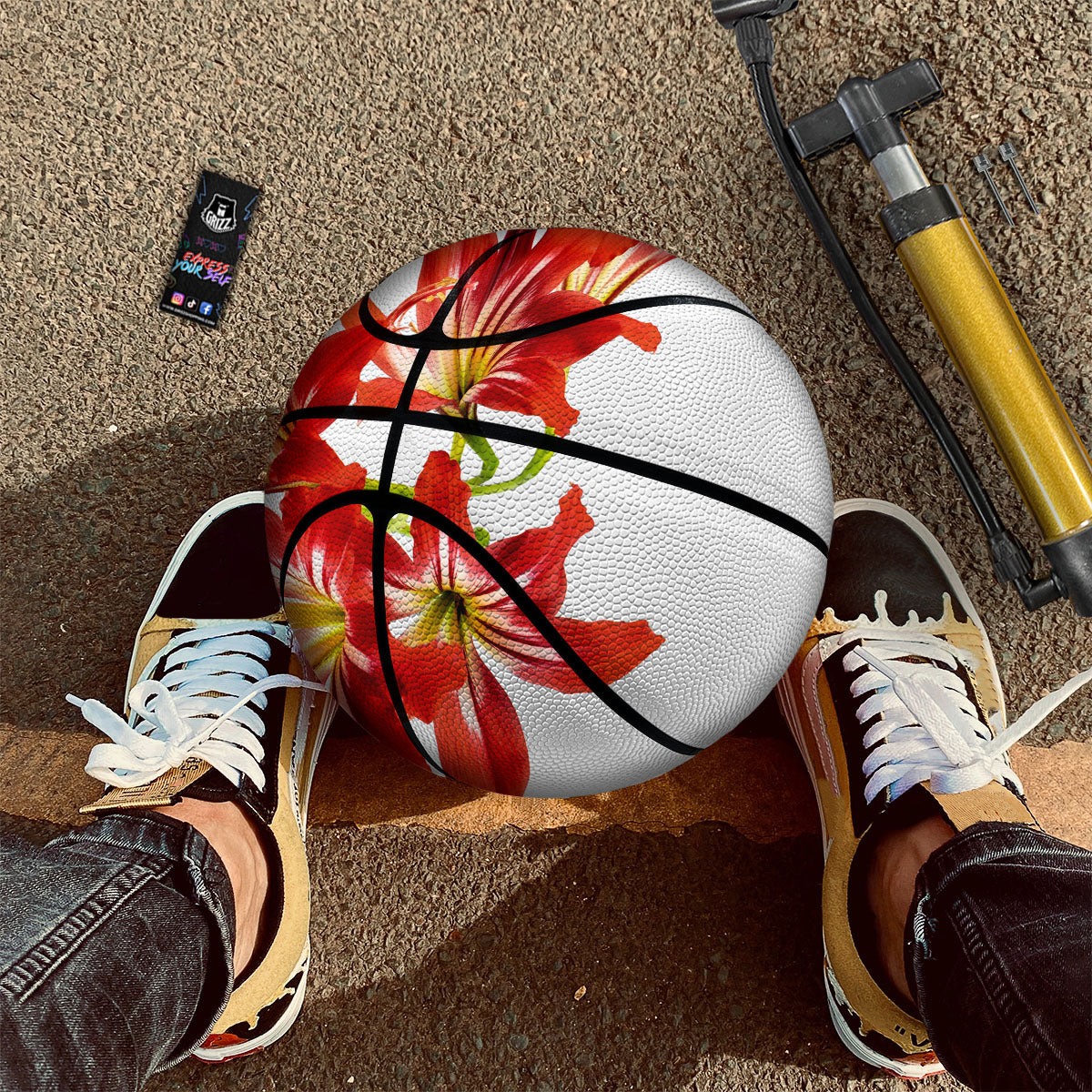 Flower Amaryllis Print Basketball
