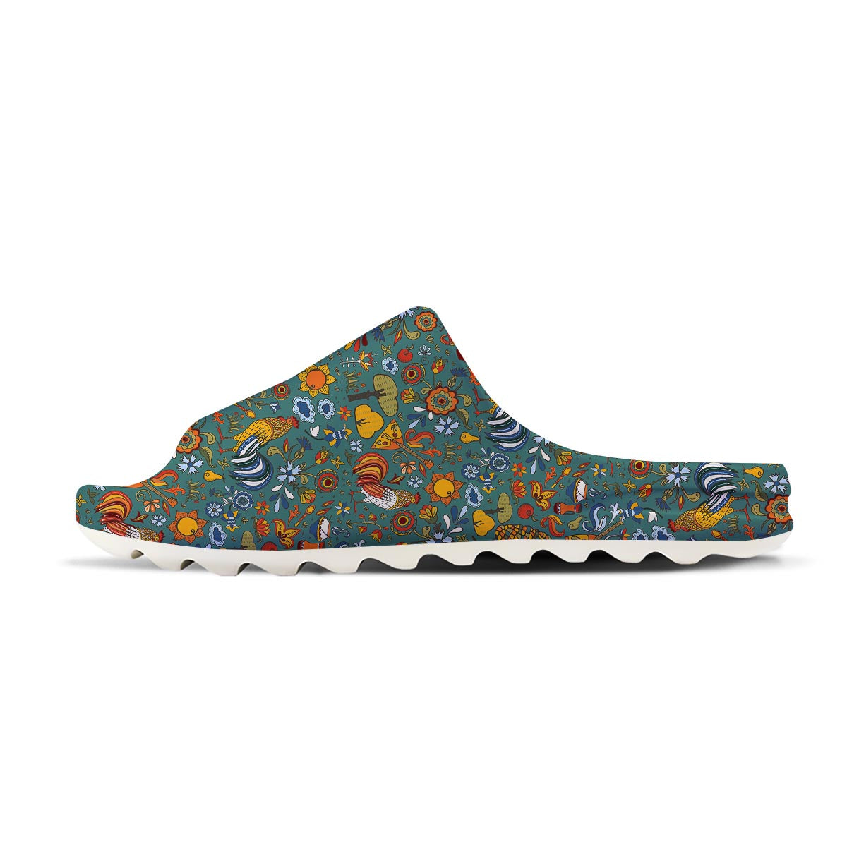 Flower And Rooster Print Pattern Sandals-grizzshop