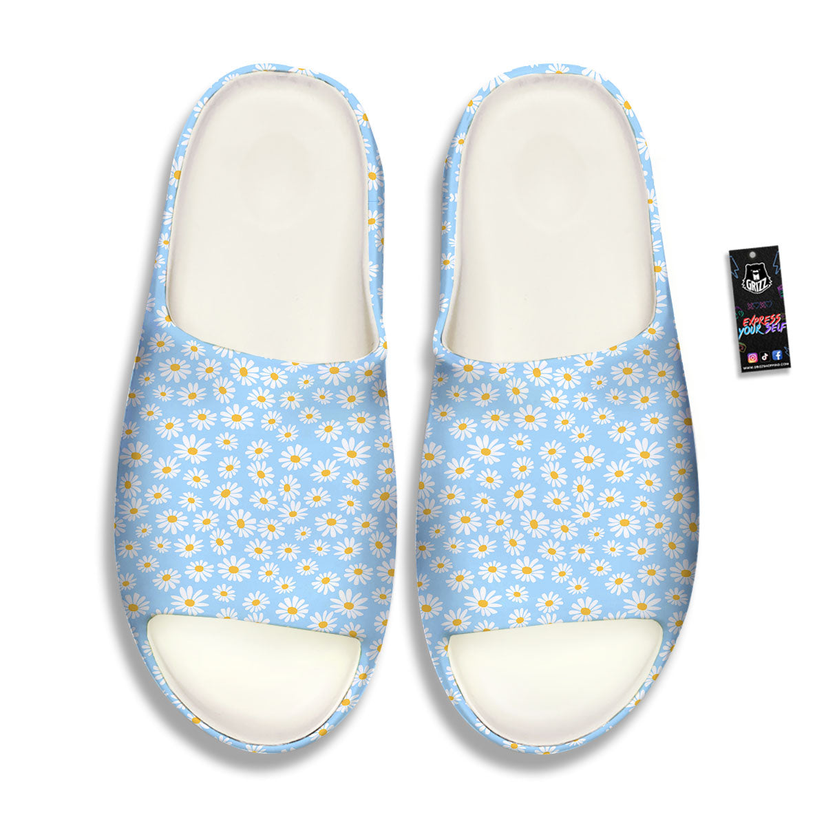 Flower Blue Daisy Print Pattern Sandals-grizzshop