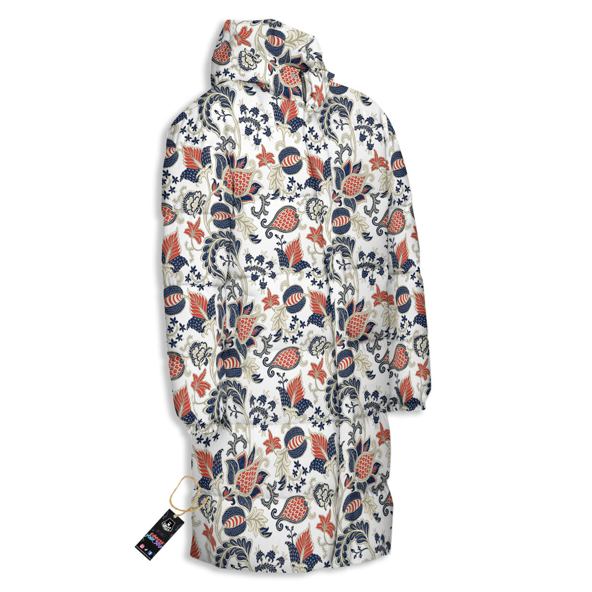 Flower Boho Paisley Print Pattern Long Down Jacket