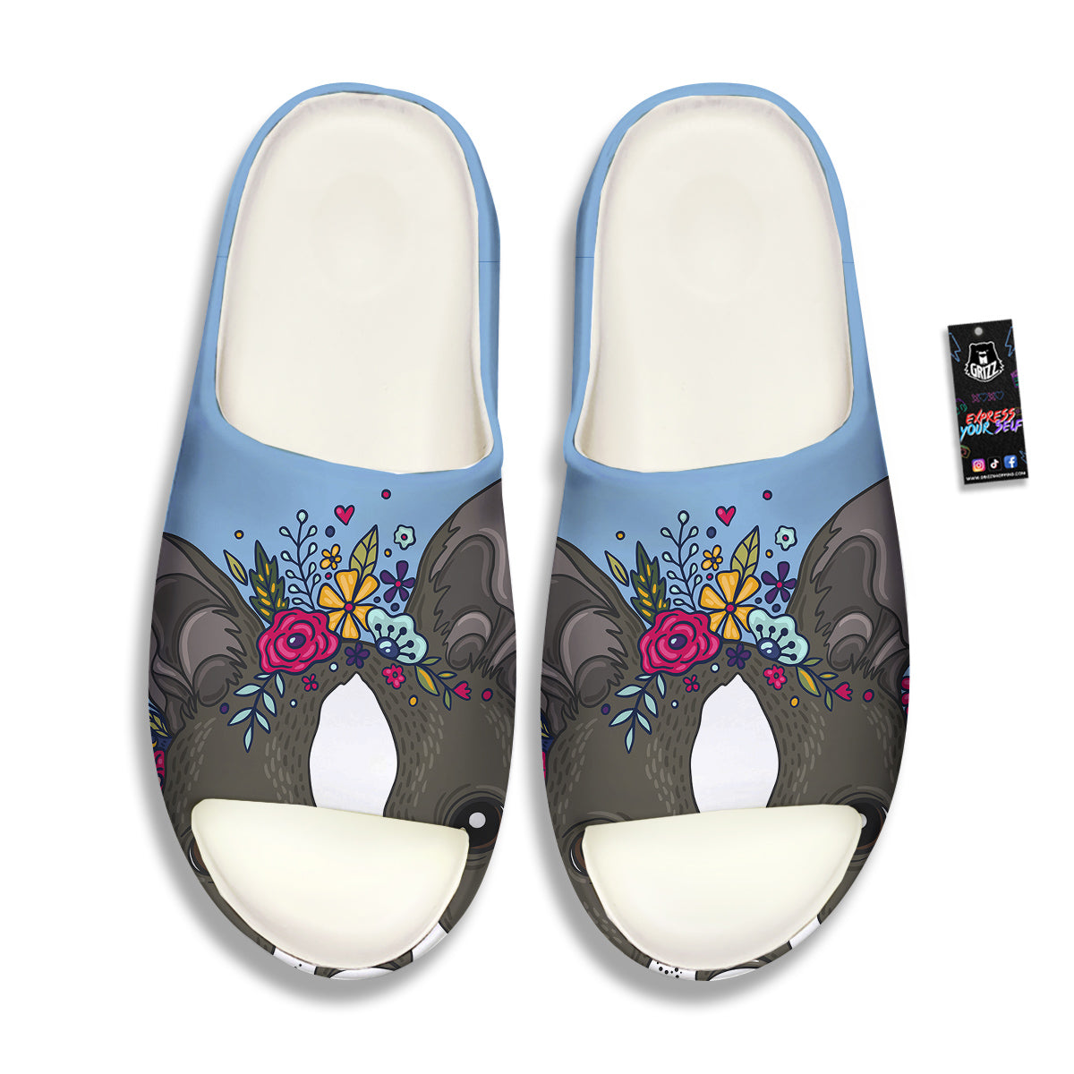 Flower Boston Terrier Cartoon Print Sandals-grizzshop