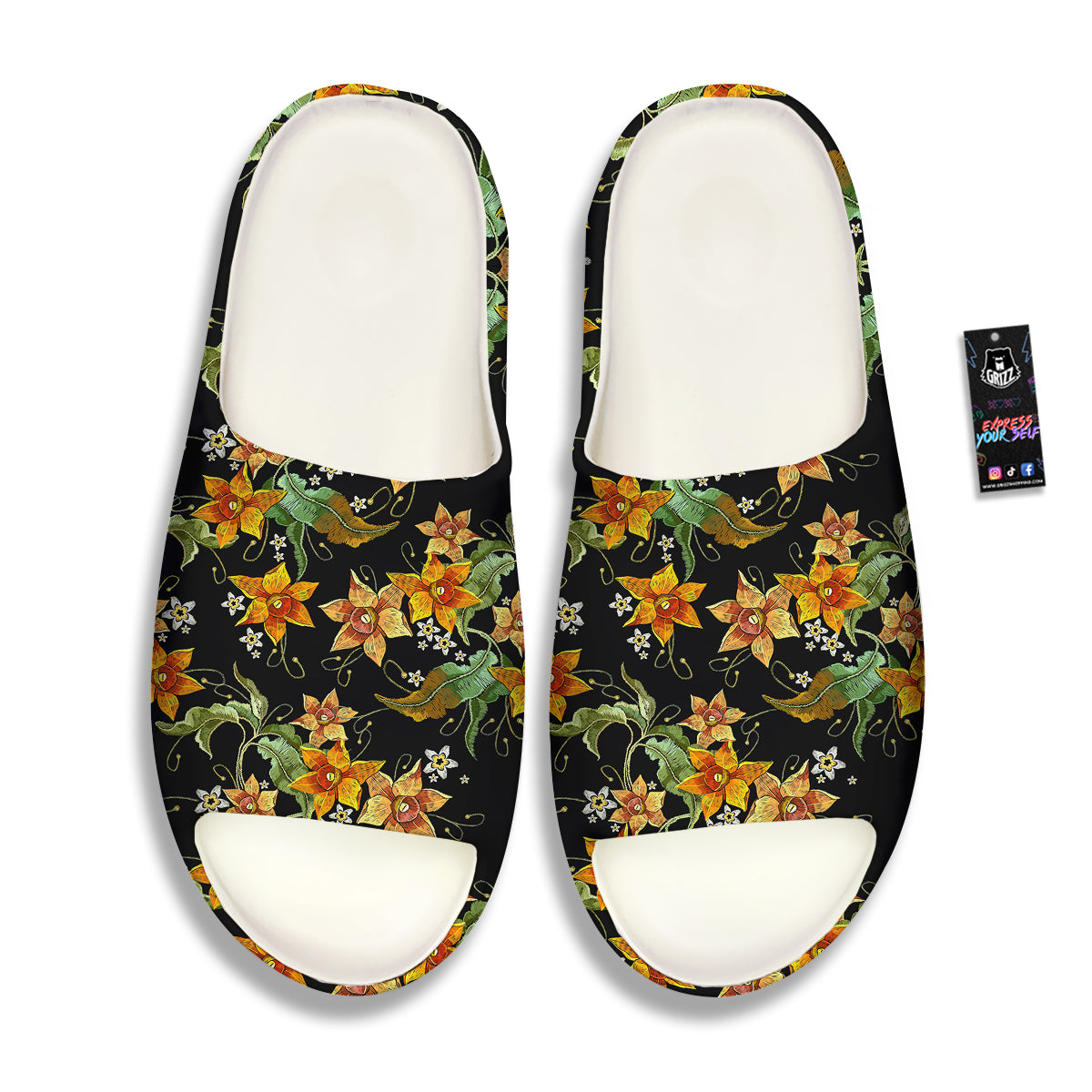 Flower Daffodil Vintage Print Pattern Sandals-grizzshop