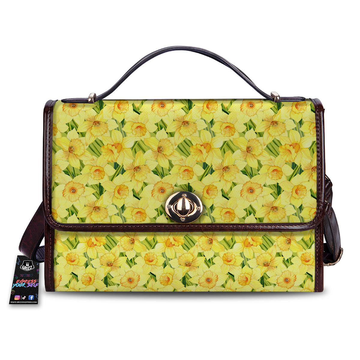 Flower Daffodil Watercolor Print Pattern Women's Satchel Bag
