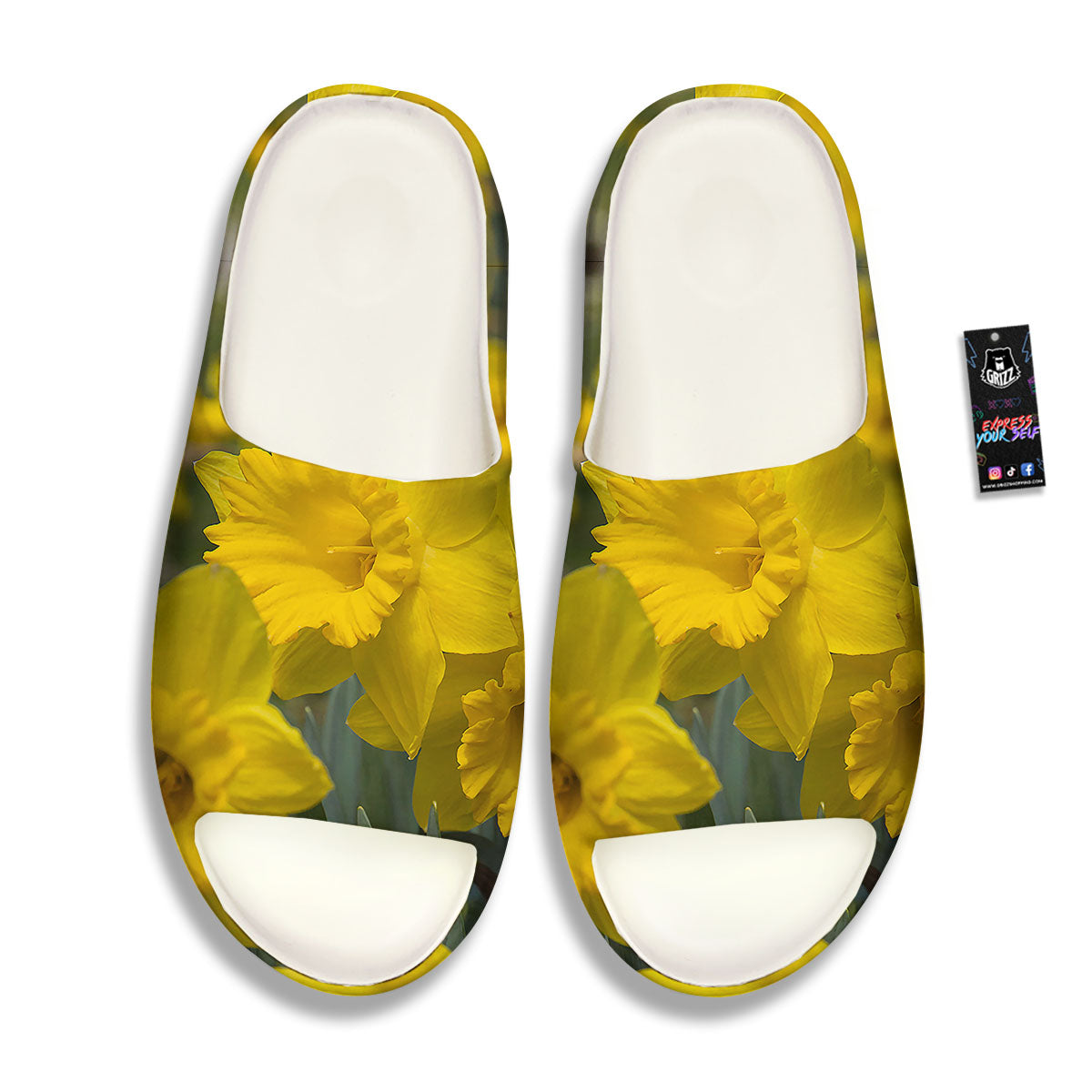 Flower Daffodil Yellow Print Sandals-grizzshop