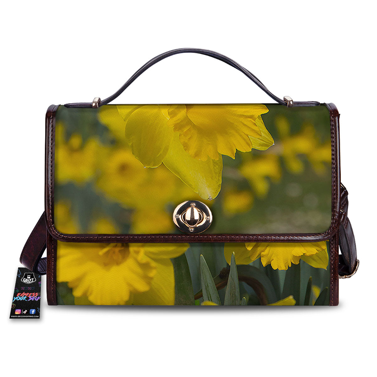 Flower Daffodil Yellow Print Women's Satchel Bag