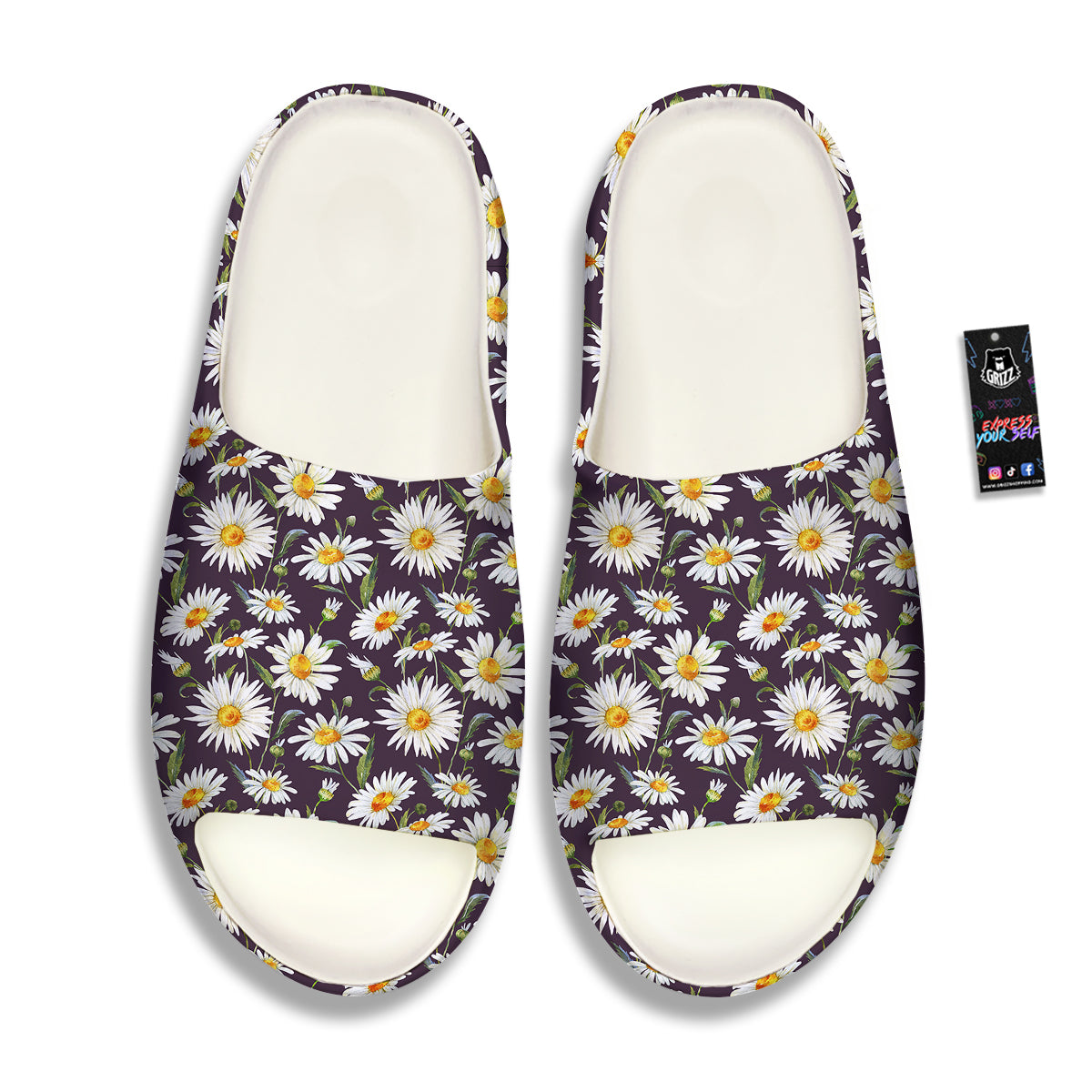 Flower Daisy Watercolor Print Pattern Sandals-grizzshop