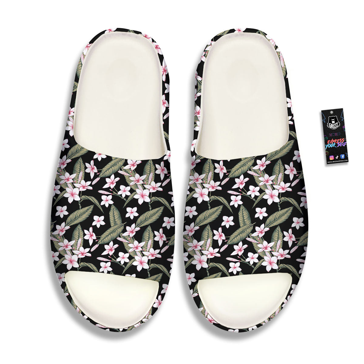 Flower Frangipani Print Pattern Sandals-grizzshop