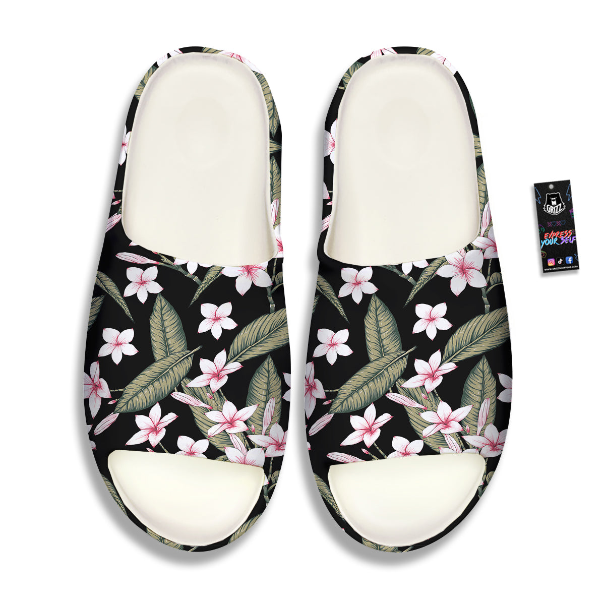 Flower Frangipani Watercolor Print Pattern Sandals-grizzshop